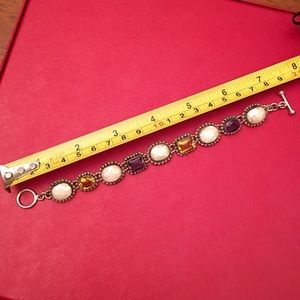 Vintage Toggle Gem Stone Bracelet 925